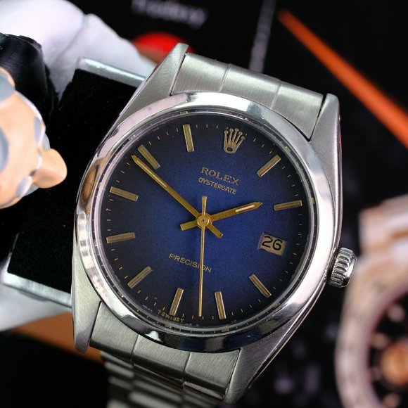Authenticity Guarantee Rolex Vintage Watch Oysterdate Precision Black Index Dial - Picture 8 of 10